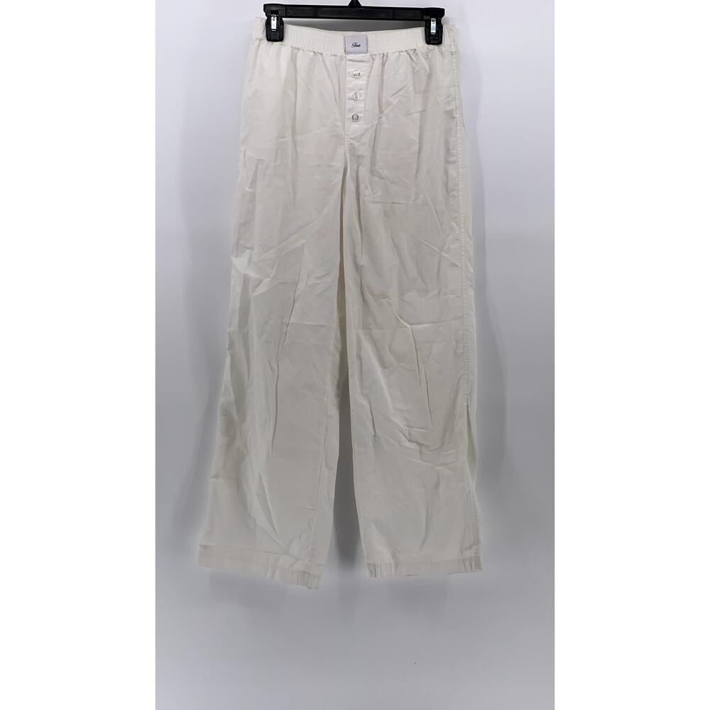 ARITZIA TNA Women's White Solid Straight-Leg Relaxed Fit Pajama Pant SZ XS